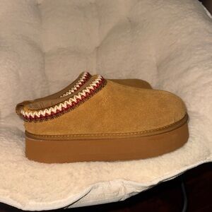 Brown platform slippers
